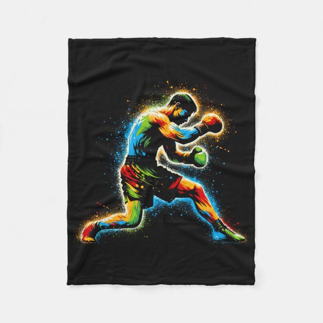 Boxer Boxing Ring Martial Art Sport Kickboxer Trai Fleecefilt (Framsidan)