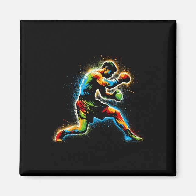 Boxer Boxing Ring Martial Art Sport Kickboxer Trai Magnet (Framsidan)