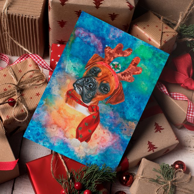 Boxer Breed Hund jul Helg Vykort (Skapare uppladdad)