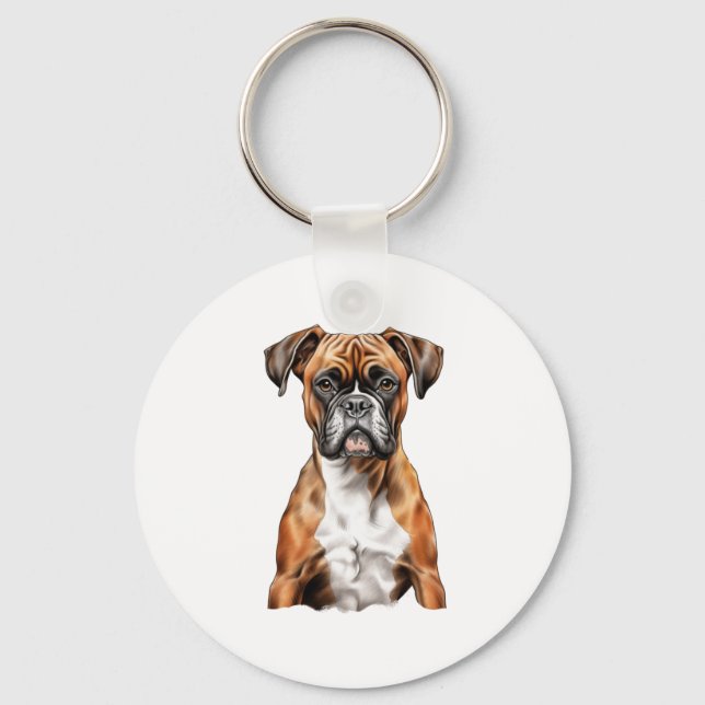 Boxer Buddies Cute Hund design för Loyal Boxer Nyckelring (Framsida)