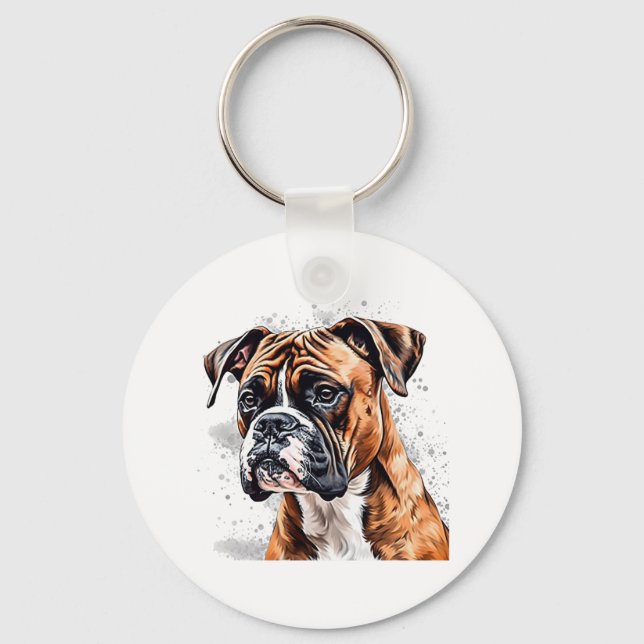 Boxer Buddy Portable Photo Realistic Hund design Nyckelring (Framsida)