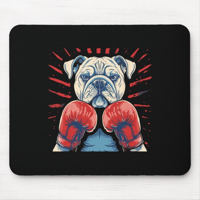 Boxer Bulldog med boxinghandskar med fickboxning f Musmatta (Framsidan)