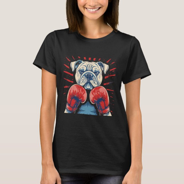 Boxer Bulldog med boxinghandskar med fickboxning f T Shirt (Framsida)