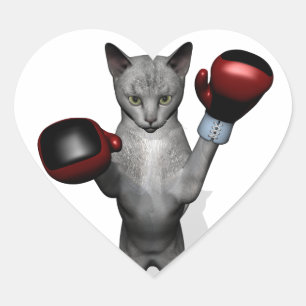 Boxer Cat Hjärtformat Klistermärke