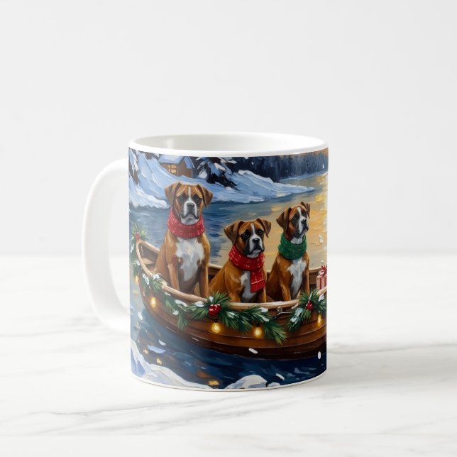 Boxer Christmas Boat Holiday Kaffemugg (Framsida vänster)