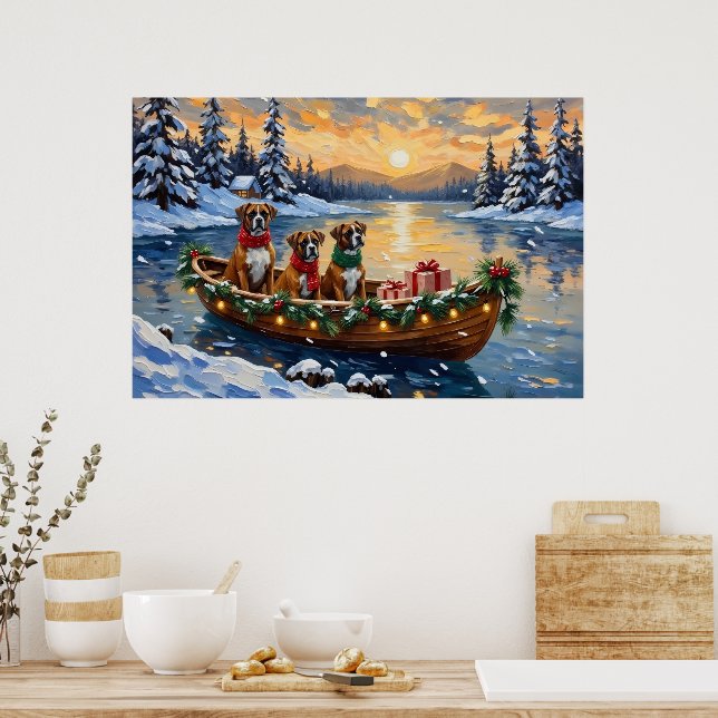 Boxer Christmas Boat Holiday Poster (Kök)