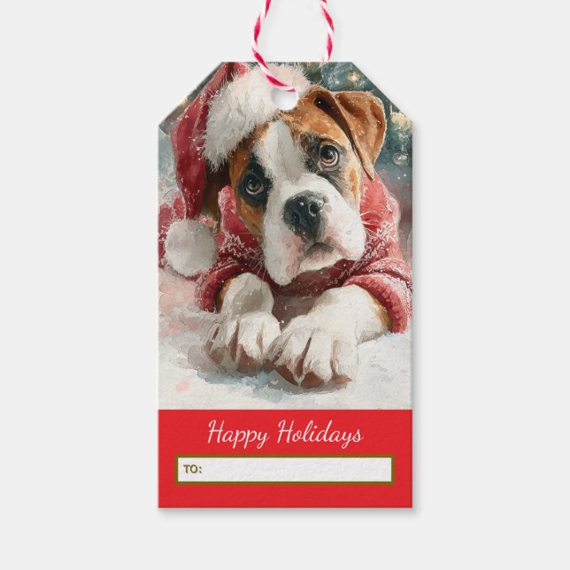 Boxer Christmas Gift Tag Presentetikett (Framsidan)