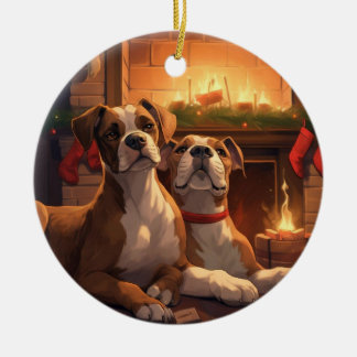 Boxer christmas,hund minnesgåva,hund älskare-gåva julgransprydnad keramik