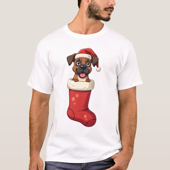 Boxer Christmas Stocking T Shirt (Framsida)