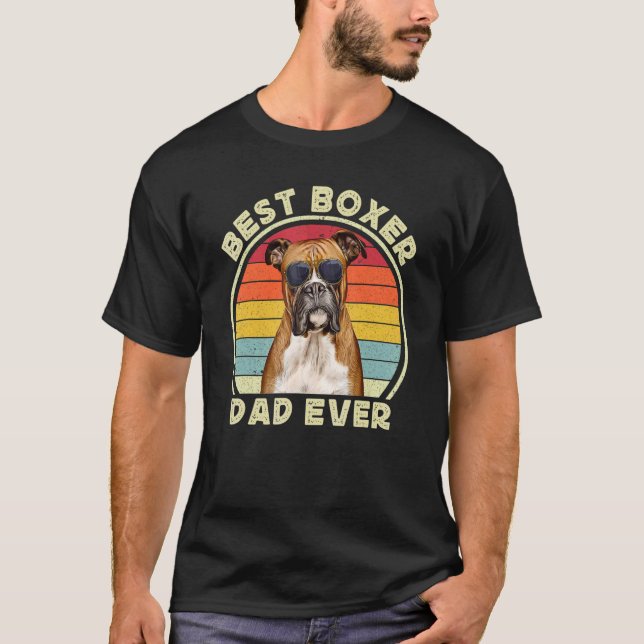 Boxer Dad For Men Retro Boxer Dog   Owner Daddy   T Shirt (Framsida)
