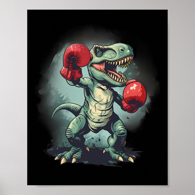 Boxer Dinosaur Boxing Dino Kickboxing T-rex Boxing Poster (Framsidan)