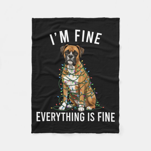 Boxer Dog Christmas I'm Fine Everything Is Fine  Fleecefilt (Framsidan)