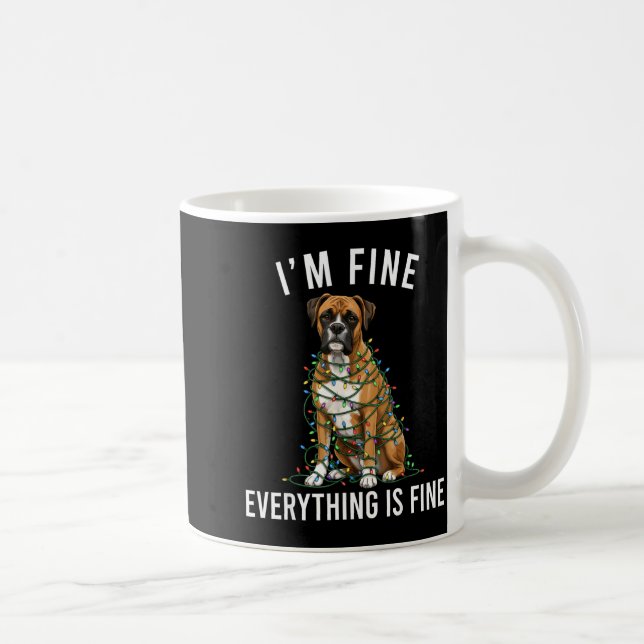Boxer Dog Christmas I'm Fine Everything Is Fine  Kaffemugg (Höger)
