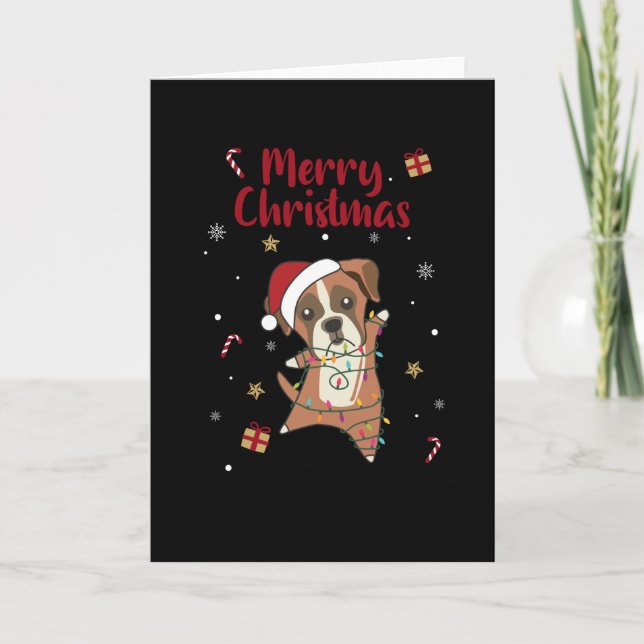 Boxer Dog Christmas Snow Winter Animals Dogs Kort (Framsida)
