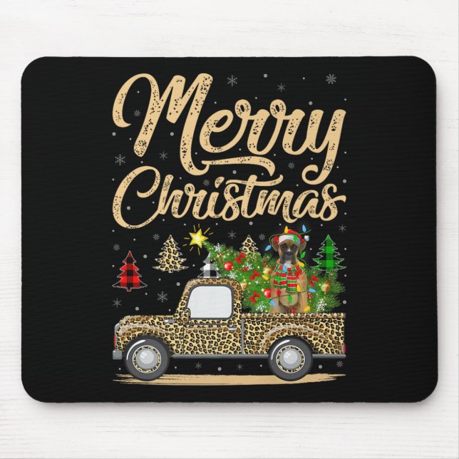 Boxer Dog Christmas Tree Leopard Truck Dog Christm Musmatta (Framsidan)