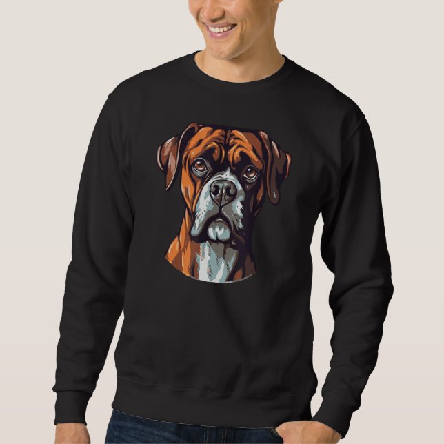 Boxer Dog Cute Breed  Pet Boxer Dog Lång Ärmad Tröja (Framsida)