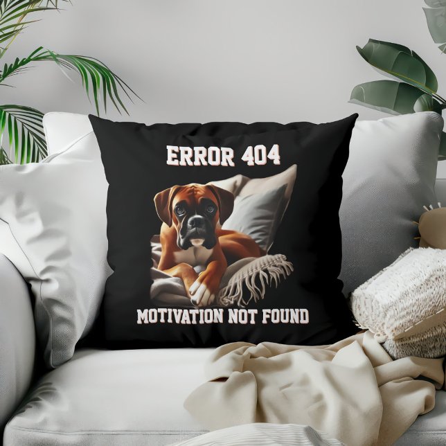 Boxer Dog Error 404 Motivation Not Found Kudde (Skapare uppladdad)