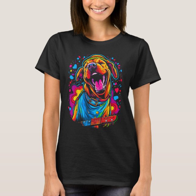 Boxer Dog Guitar T Shirt (Framsida)
