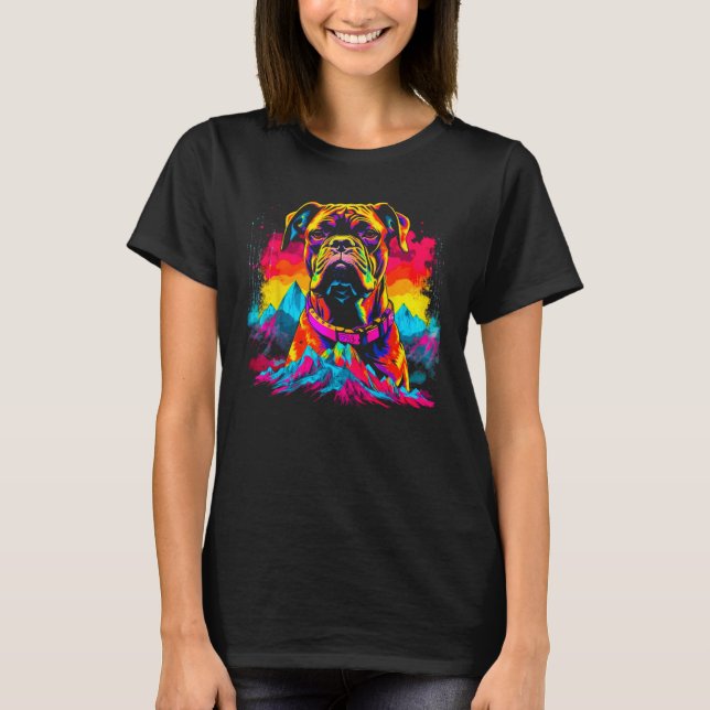 Boxer Dog Mountain Design T Shirt (Framsida)