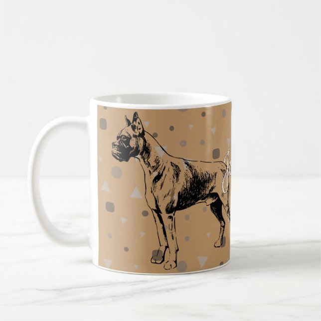 Boxer Dog Mug – Geometric Boxer Illustration Kaffemugg (Vänster)