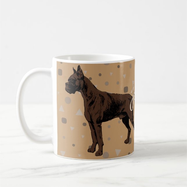 Boxer Dog Mug – Modern  Boxer Illustration Kaffemugg (Vänster)