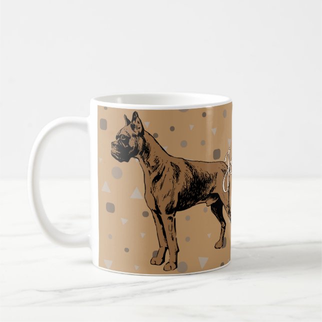 Boxer Dog Mug – Modern Geometric Boxer Illustratio Kaffemugg (Vänster)