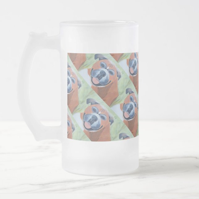 boxer dog pattern mug frostat ölglas (Vänster)