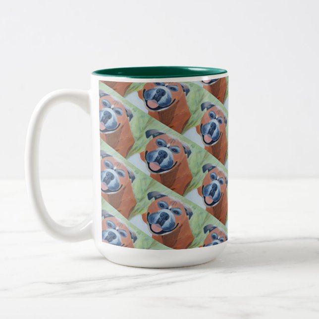 boxer dog pattern mug Två-Tonad mugg (Vänster)