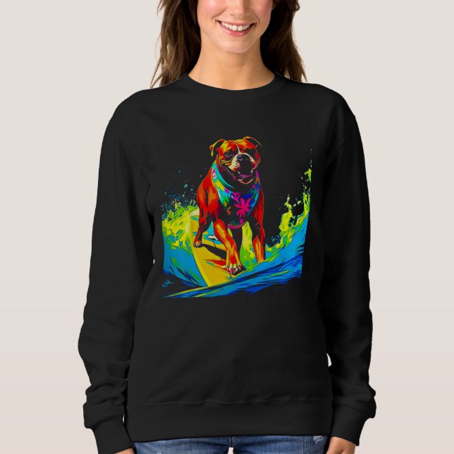 Boxer Dog Pop Surf T Shirt (Framsida)