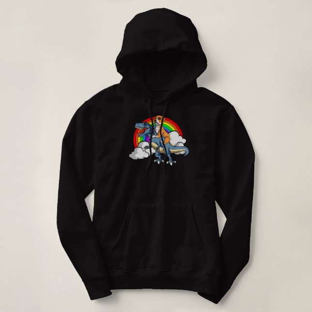 Boxer Dog Riding Dinosaur Trex German Deutscher Fu T Shirt (Design framsida)