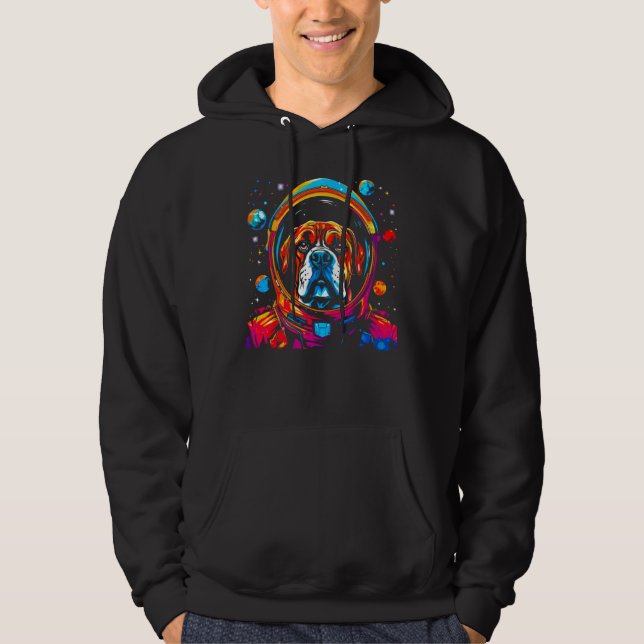 Boxer Dog Space Astronaut Hoodie (Framsida)
