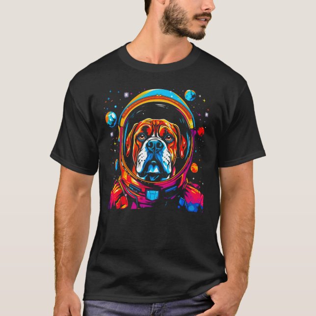 Boxer Dog Space Astronaut T Shirt (Framsida)