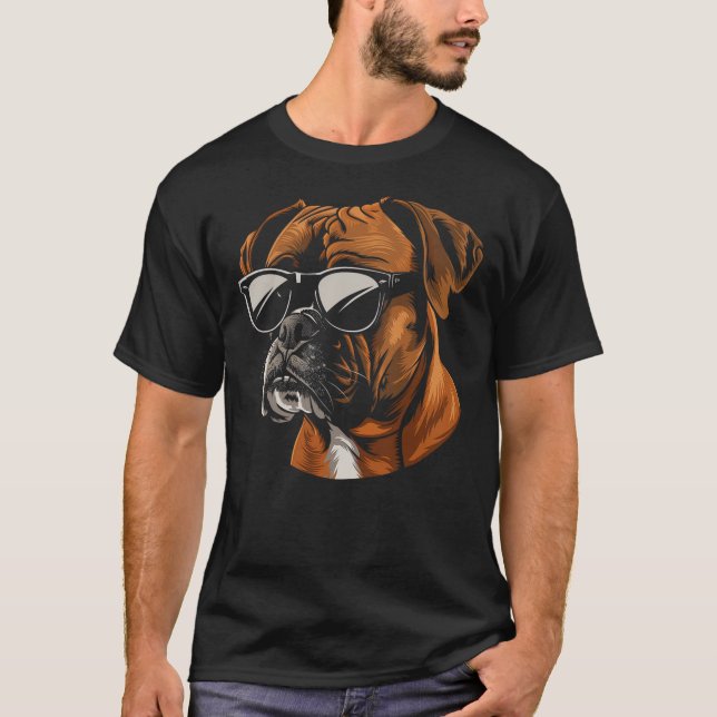Boxer Dog Sunglasses Funny Dog Mom Dad T Shirt (Framsida)