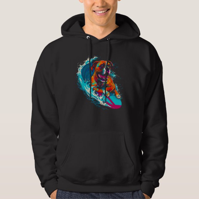 Boxer Dog Surfing Hoodie (Framsida)