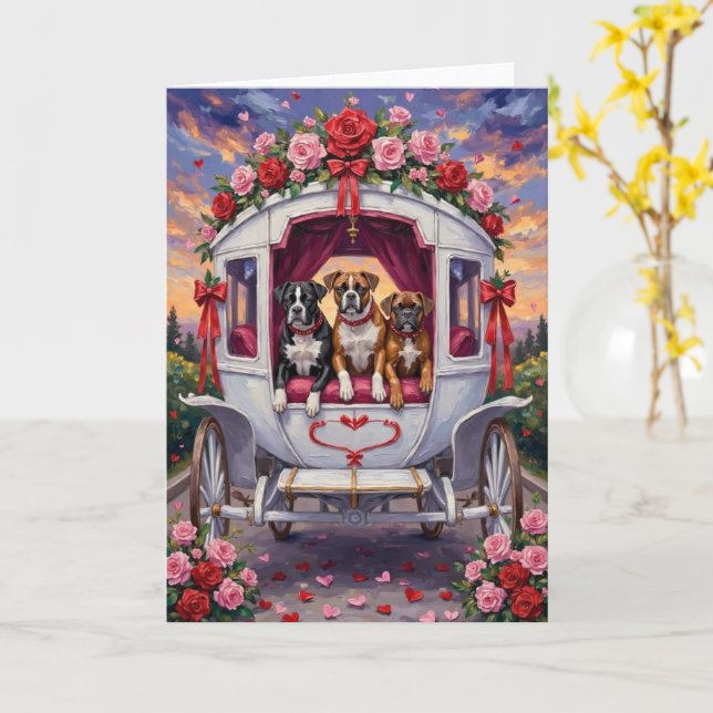 Boxer Dog Valentine's Day  Kort (Gul blomma)