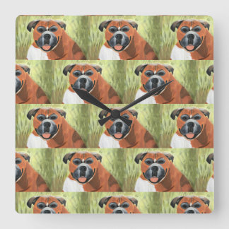 Boxer Dog Wall Clock, 27.3 cm Square Acrylic Fyrkantig Klocka