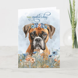 Boxer Dog Wildflowers Mother's Day Helgkort