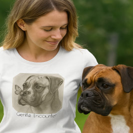 Boxer Dog with Butterfly Gentle Encounter T Shirt