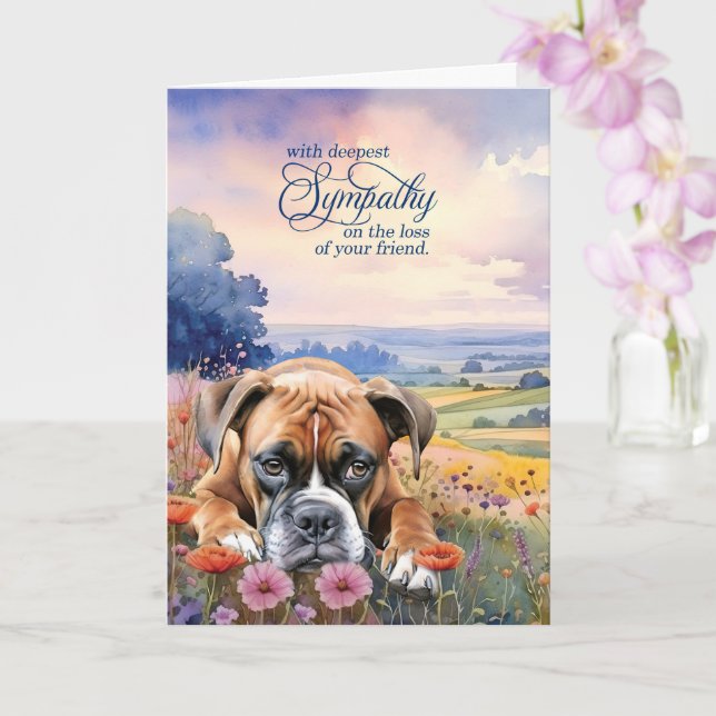 Boxer Dog with Wildflowers Pet Sympathy Kort (Orkide)