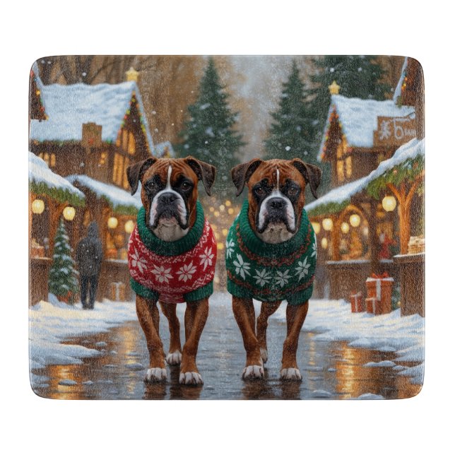 Boxer Dogs Christmas Snow Holiday  (Framsidan)