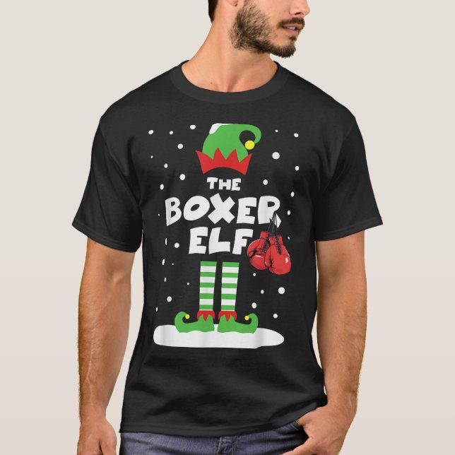 Boxer Elf Matching Group Family Helgdag Julafton C T Shirt (Framsida)