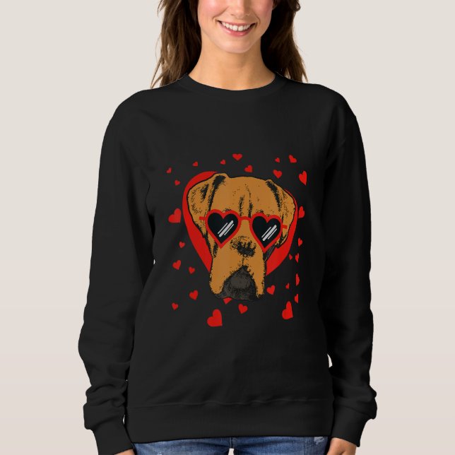 Boxer Face Heart Glasses Valentines Day Pet Dog  C T Shirt (Framsida)