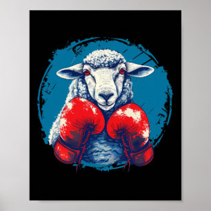Boxer Får Med Boxningshandskor Kickboxning Rolig B Poster