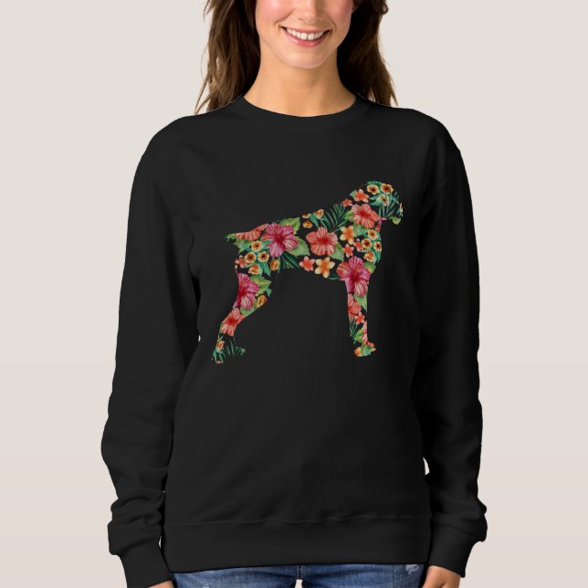 Boxer Flower  Dog Silhouette Floral  Women Men T Shirt (Framsida)