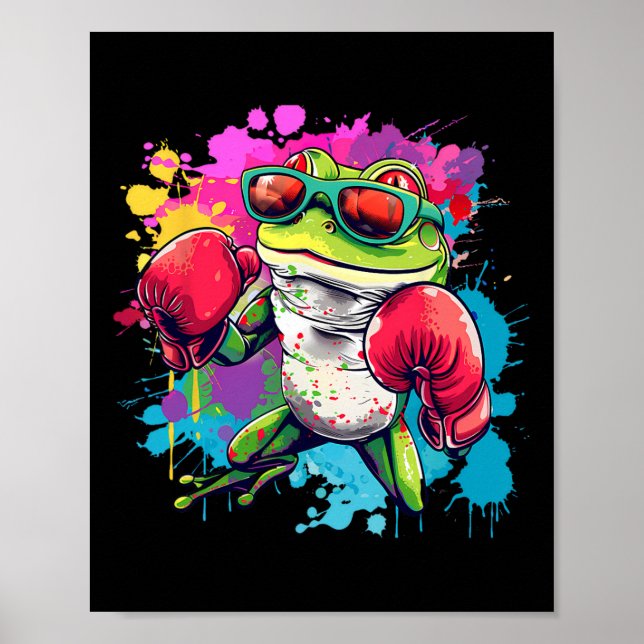 Boxer Frog With Boxing Gloves Kickboxing Funny Box Poster (Framsidan)