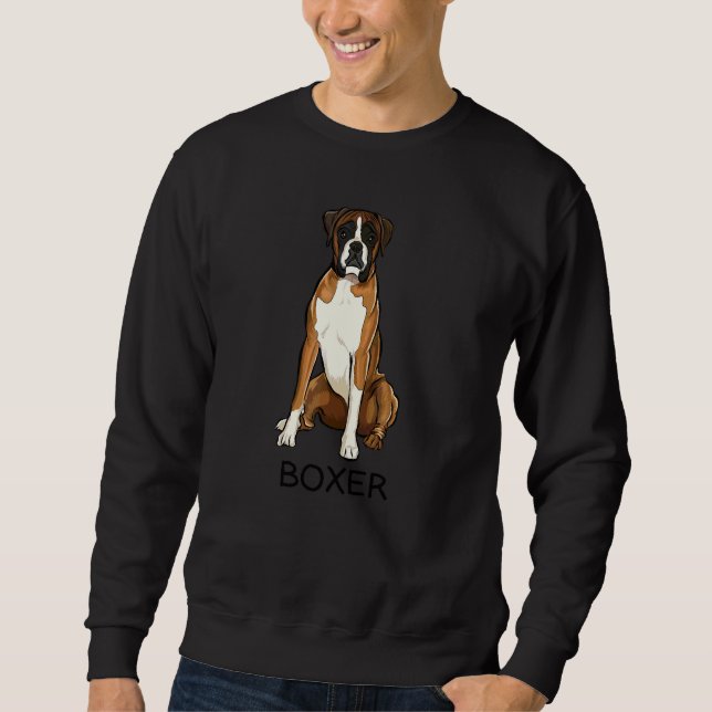 Boxer Galen Hund Lång Ärmad Tröja (Framsida)