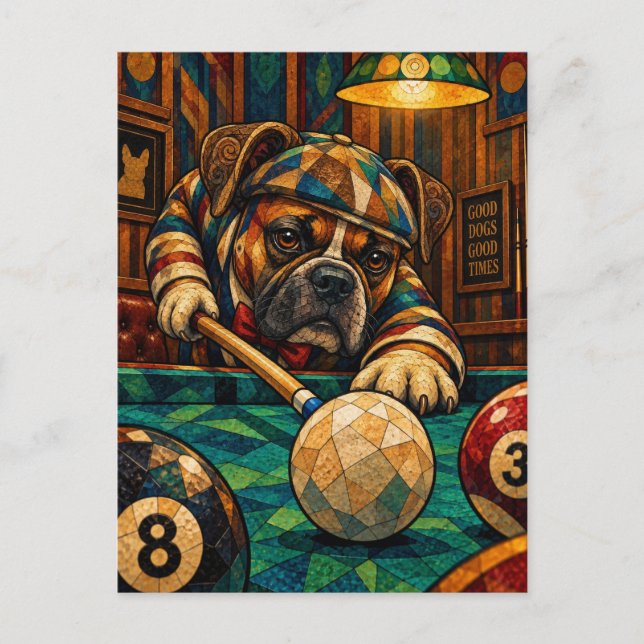 Boxer, geometriskt mosaik vykort (Framsida)