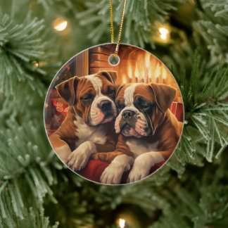 Boxer Gift, julprydnad, Pet Gift, Hund Memo Julgransprydnad Keramik