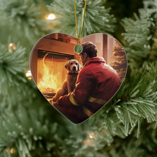 Boxer Gift, Pet Gift, Hund Fireman, julklapp Julgransprydnad Keramik (Träd)