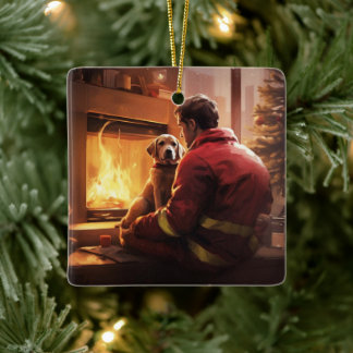 Boxer Gift, Pet Gift, Hund Fireman, julklapp Julgransprydnad Keramik